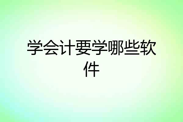 学会计要学哪些软件