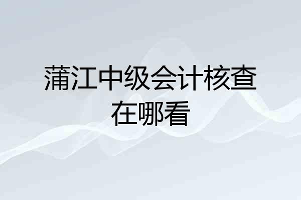 蒲江中级会计核查在哪看