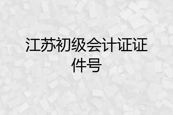 江苏初级会计证证件号