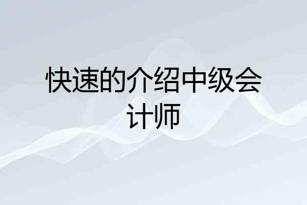 快速的介绍中级会计师
