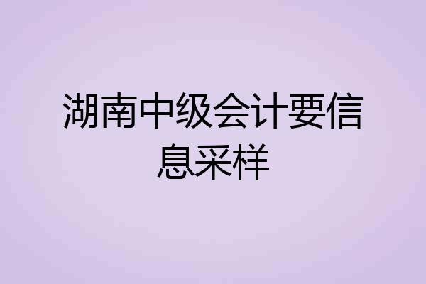 湖南中级会计要信息采样