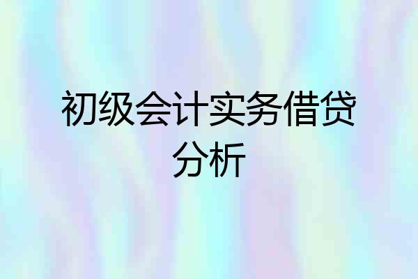 初级会计实务借贷分析