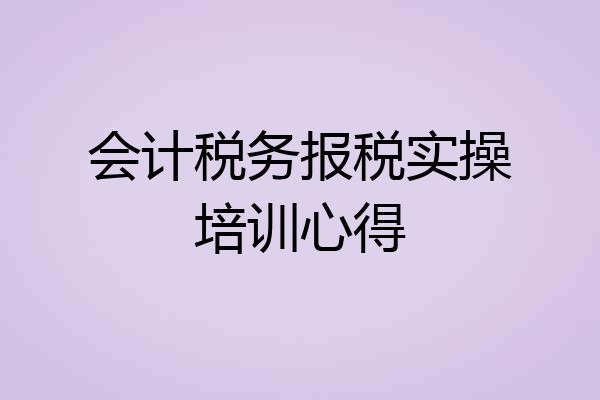 会计税务报税实操培训心得