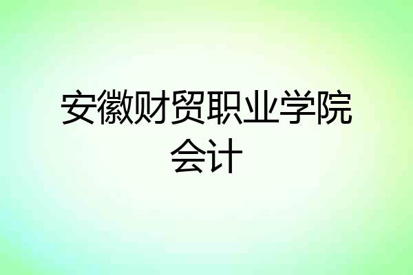 安徽财贸职业学院会计