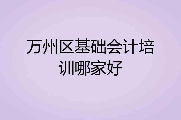 万州区基础会计培训哪家好