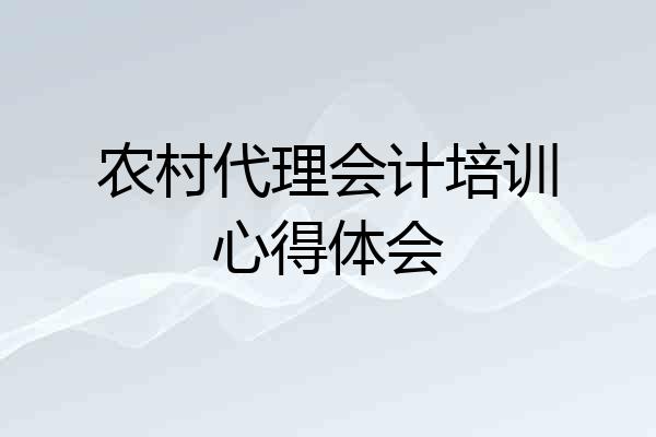 农村代理会计培训心得体会
