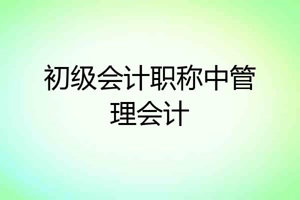 初级会计职称中管理会计