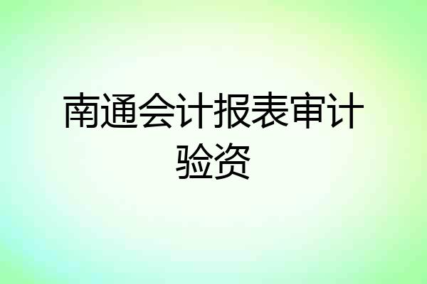 南通会计报表审计验资