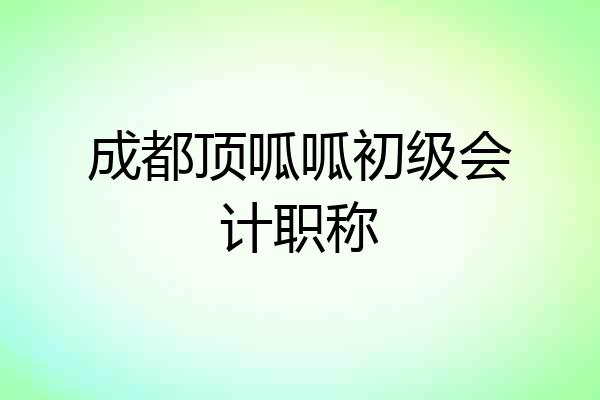 成都顶呱呱初级会计职称