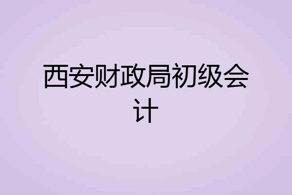 西安财政局初级会计