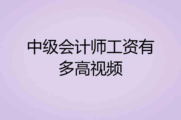 中级会计师工资有多高视频