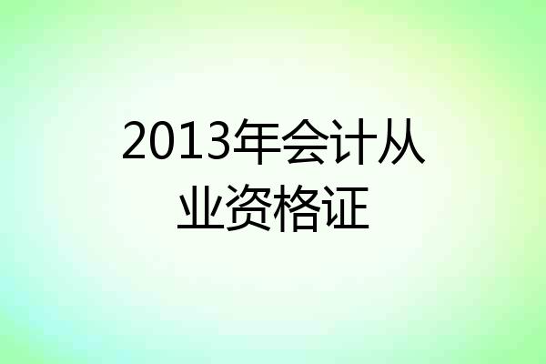 2013年会计从业资格证