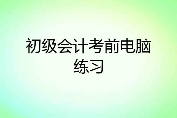 初级会计考前电脑练习
