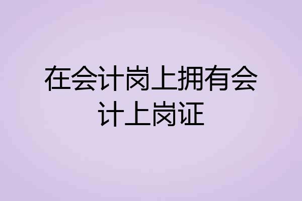 在会计岗上拥有会计上岗证