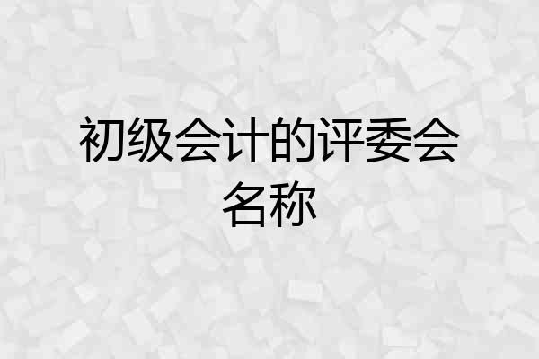 初级会计的评委会名称