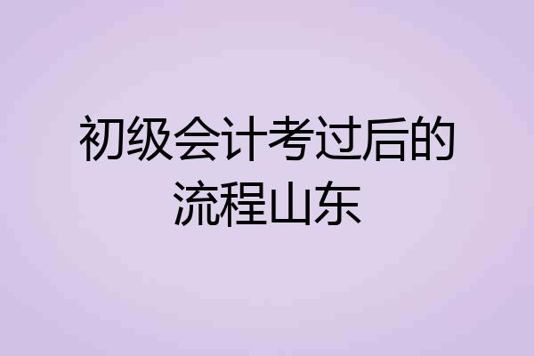 初级会计考过后的流程山东