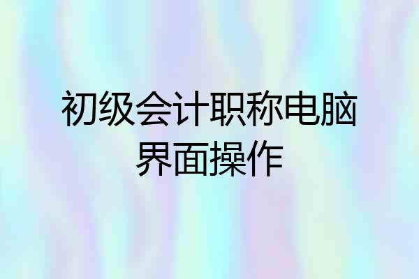 初级会计职称电脑界面操作