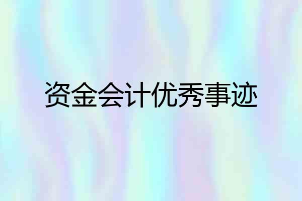 资金会计优秀事迹