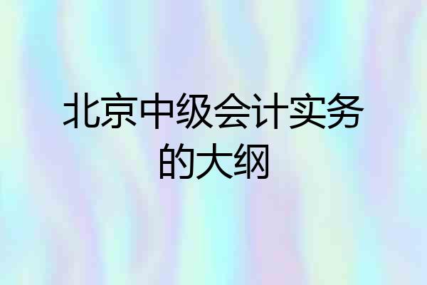 北京中级会计实务的大纲