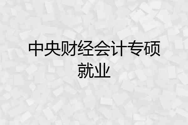 中央财经会计专硕就业