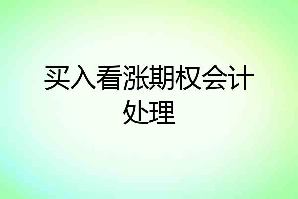 买入看涨期权会计处理