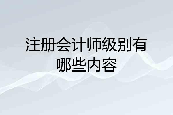 注册会计师级别有哪些内容