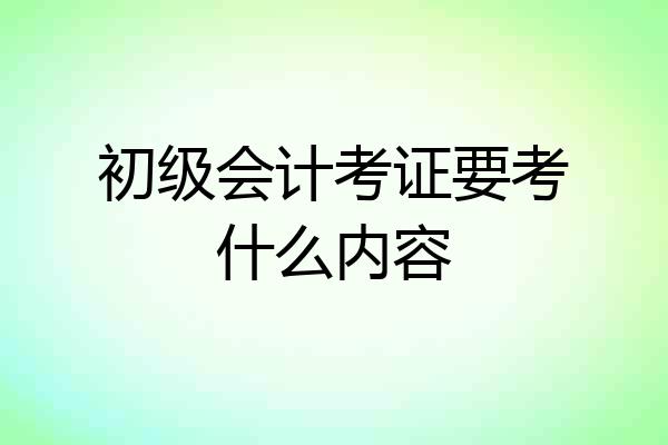 初级会计考证要考什么内容
