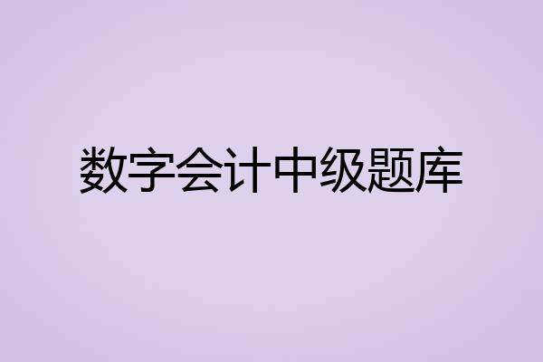 数字会计中级题库