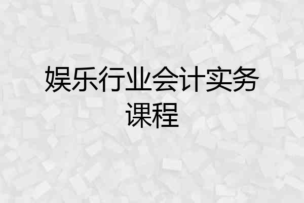 娱乐行业会计实务课程