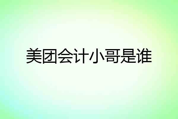 美团会计小哥是谁