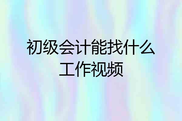 初级会计能找什么工作视频