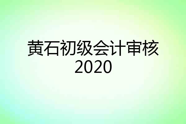 黄石初级会计审核2020