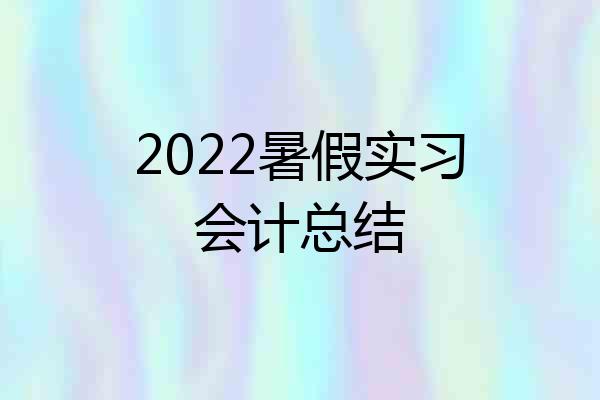 2022暑假实习会计总结
