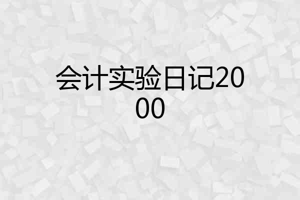 会计实验日记2000