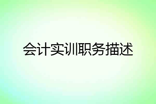 会计实训职务描述