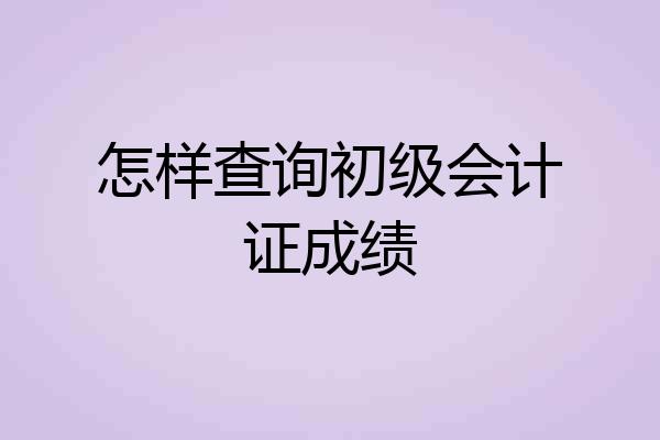 怎样查询初级会计证成绩