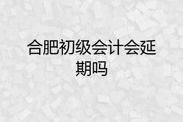 合肥初级会计会延期吗