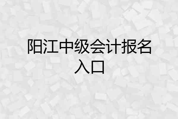 阳江中级会计报名入口