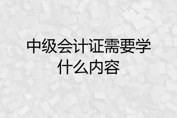 中级会计证需要学什么内容