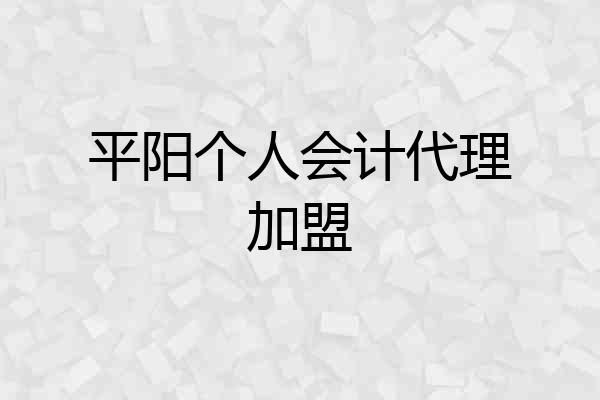 平阳个人会计代理加盟