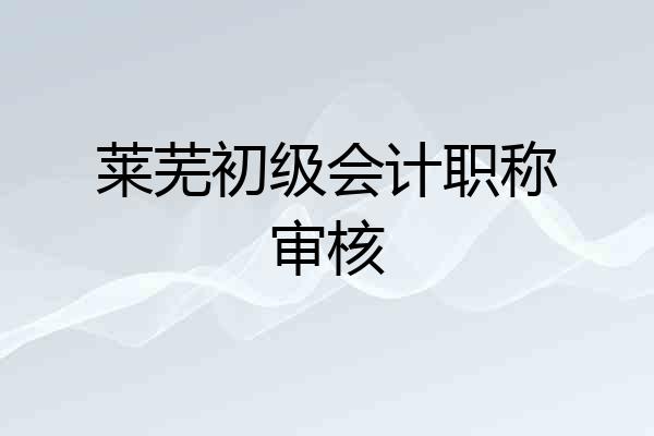 莱芜初级会计职称审核