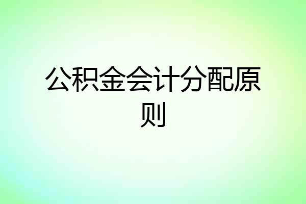 公积金会计分配原则