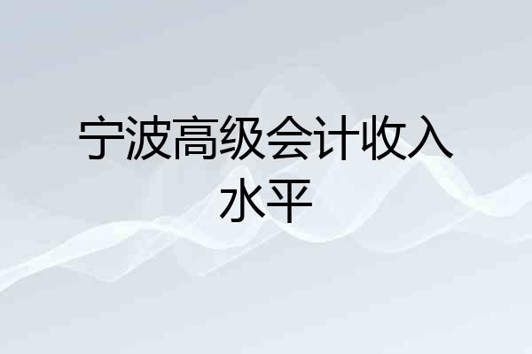 宁波高级会计收入水平
