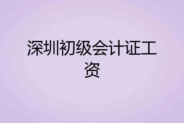 深圳初级会计证工资