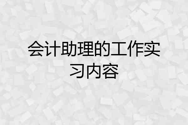 会计助理的工作实习内容