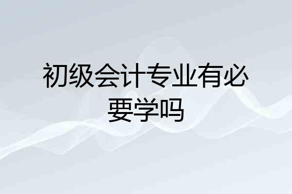 初级会计专业有必要学吗