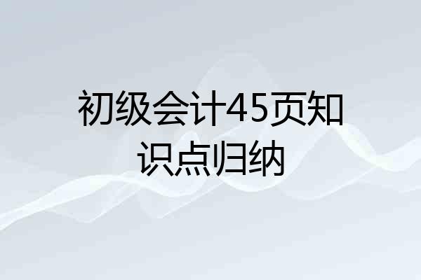 初级会计45页知识点归纳