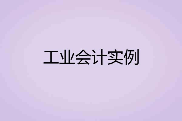 工业会计实例