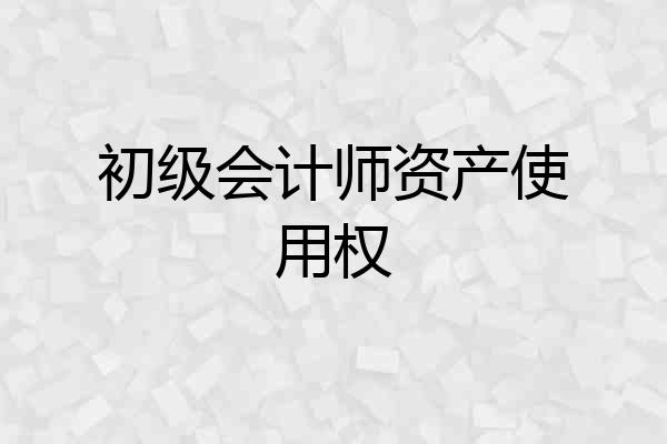 初级会计师资产使用权