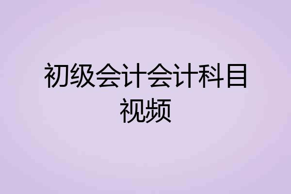 初级会计会计科目视频